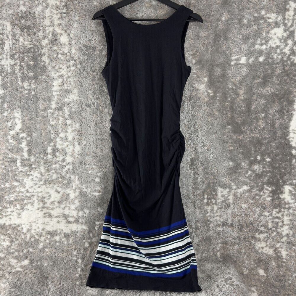 Athleta Sz M Sleeveless Jersey Stretch Pima Cotton Blend Maxi Dress Ruched Lined